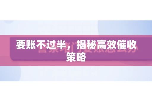 要账不过半,揭秘高效催收策略 要账不过半,揭秘高效催收策略
