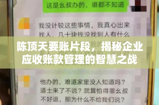 陈顶天要账片段，揭秘企业应收账款管理的智慧之战