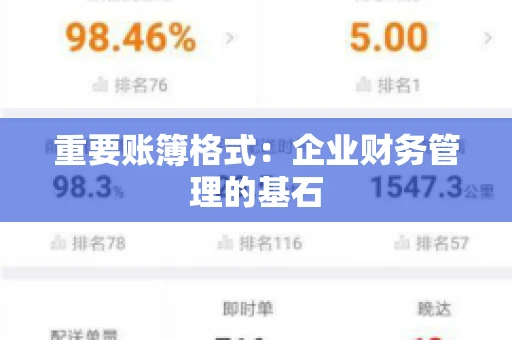重要账簿格式：企业财务管理的基石