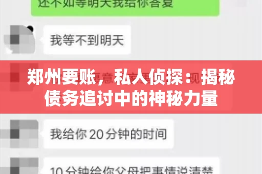 郑州要账，私人侦探：揭秘债务追讨中的神秘力量