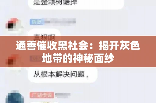 通善催收黑社会：揭开灰色地带的神秘面纱