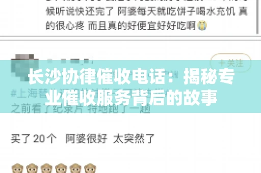 长沙协律催收电话：揭秘专业催收服务背后的故事